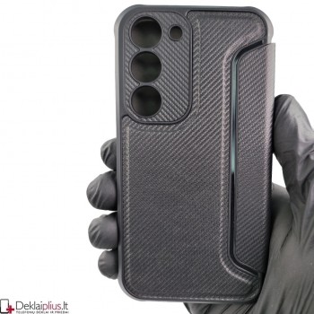 Razor Carbon atverčiamas dėklas - juodas (Samsung S23) Razor Carbon atverčiamas dėklas - juodas (Samsung S23)